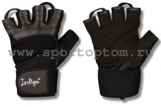 Перчатки для фитнеса  INDIGO с широким напульсником н/к, SB-16-1089, Черный, XL