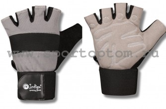 Перчатки для фитнеса  INDIGO с широким напульсником замша, эластан, 97867 IR, Бело-серый, XL