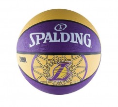 Мяч баск. SPALDING Los Angeles Lakers р. 7, резина, фиолетово-желтый
