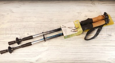 Палки для скандинавской ходьбы телескопические INDIGO 3 секции пробковые ручки, 008 IRAK, Серебристо-черный, 65-135 см