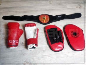 Набор боксерский ЛИДЕР (перчатки, лапы, пояс чемпиона)