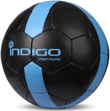 Мяч футбольный №5 INDIGO STREET FIGHTER для игры на асфальте (PU прорезиненный) E02 Черно-голубой