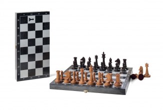 Шахматы турнирные фигуры буковые большие с доской, 342-19, Черный