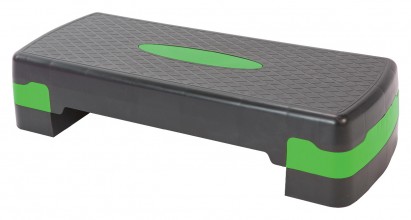 Степ платформа для аэробики 2 уровня INDIGO 97301 IR 67*27*10/15 см Черно-зеленый